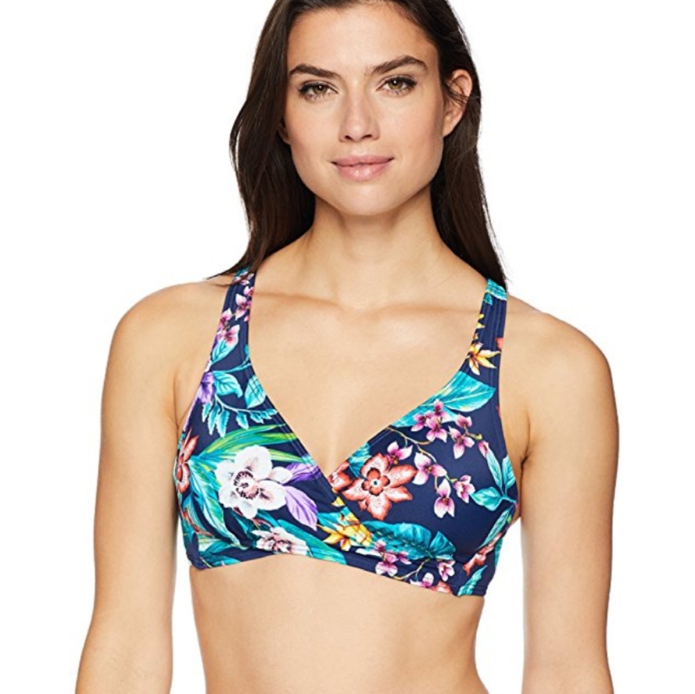 Swimwear wrapped front racer back top